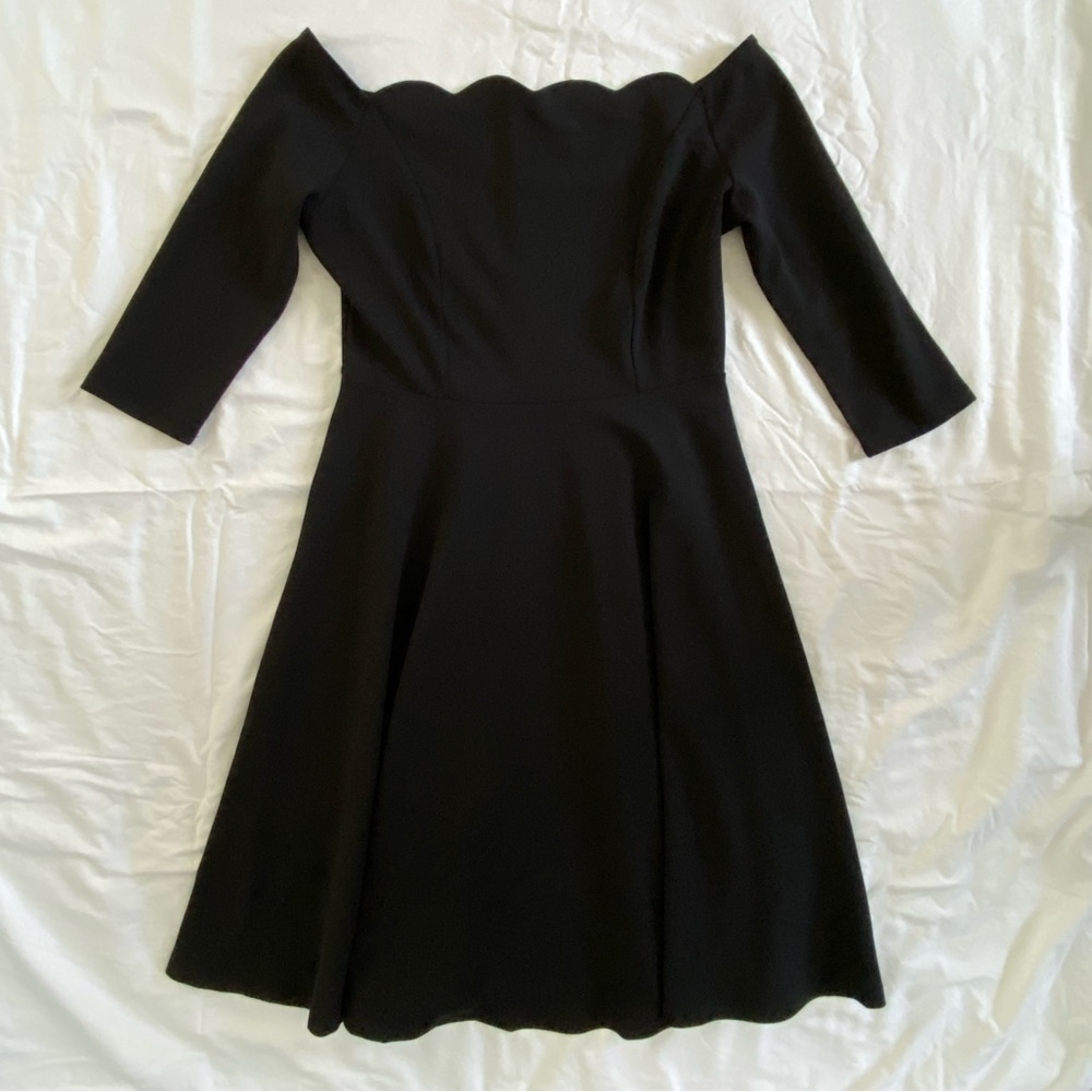 MISSMAY Retro Scallop Boat Neck Black Swing Dress Large - Picture 5 of 15